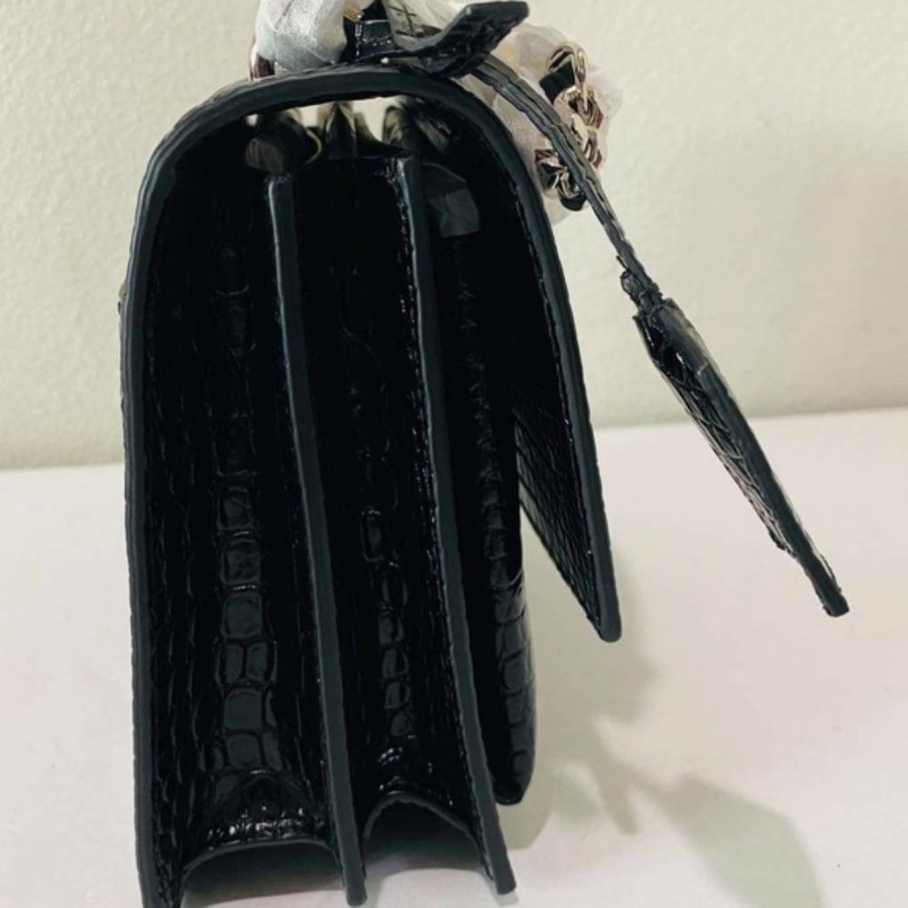 YSL SUNSET Medium Croc black Crossbody Brand New - Picture 8 of 15